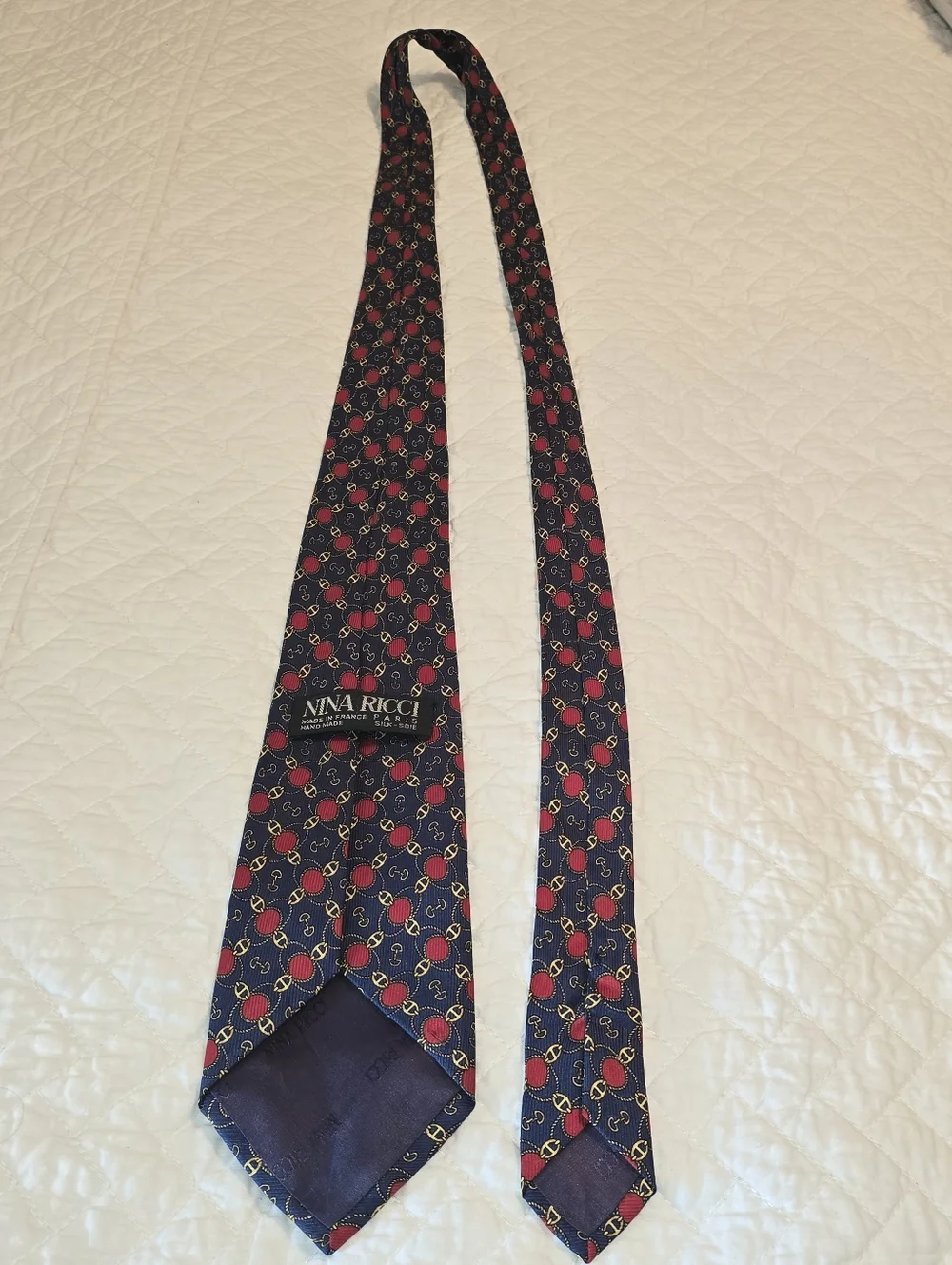 Nina Ricci Vintage 100% Silk Handmade Necktie